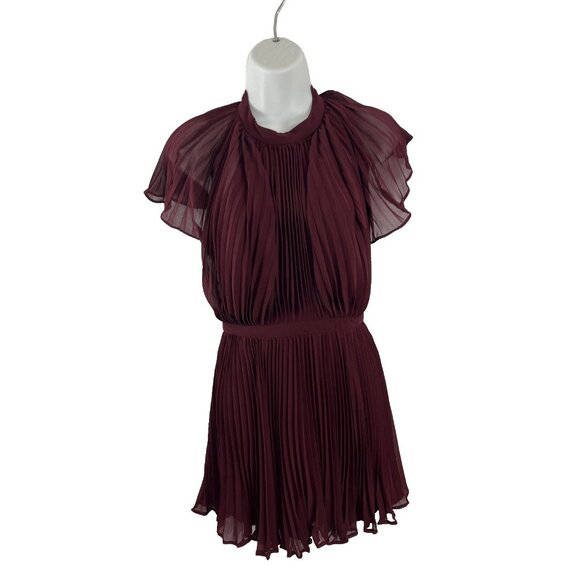 Revolve Keepsake Wine-Coloured Pleated Mini Halter Dress Womens Size S - Picture 1 of 14